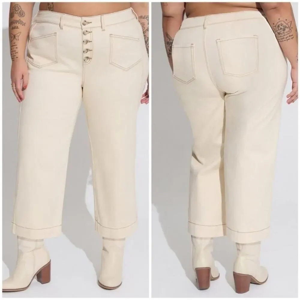 Torrid Womens Jean Crop Wide Leg Classic Denim High-Rise Plus Size - Picture 1 of 9